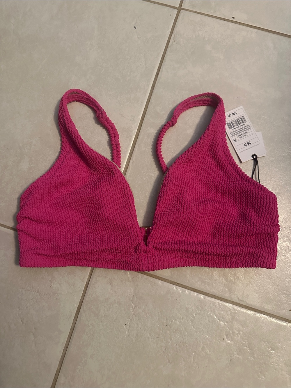 Women’s Shade & Shore Pink Textured Underwire Swim Top36D